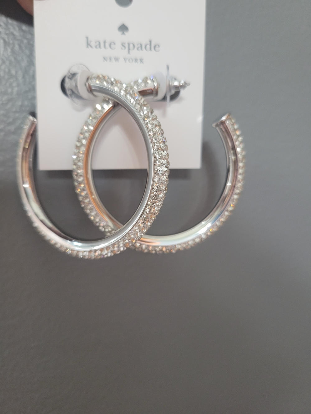 kate Spade Clear/Silver Hoop Earrings